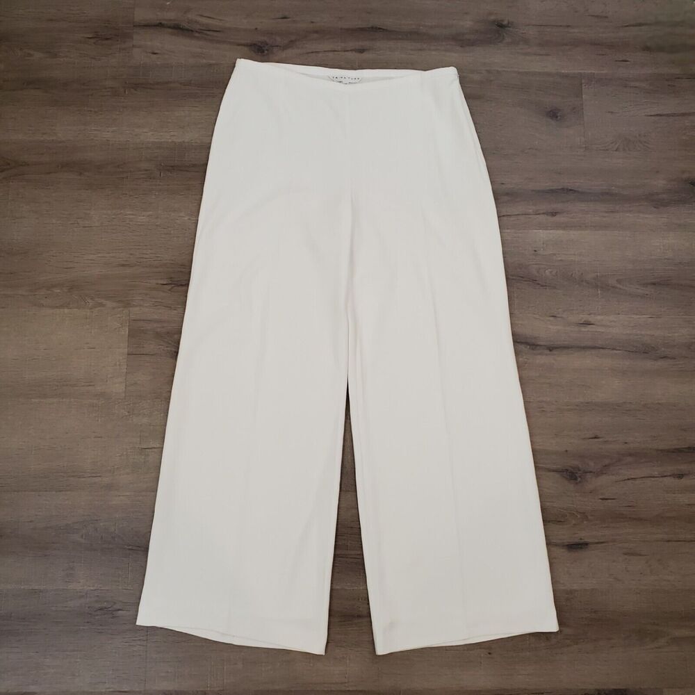 Trina Turk Womens White Trouser Dress Pants Straight Leg Sz 14 Old Money Luxury